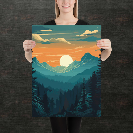 Forest Skyline Sunset Paper Poster