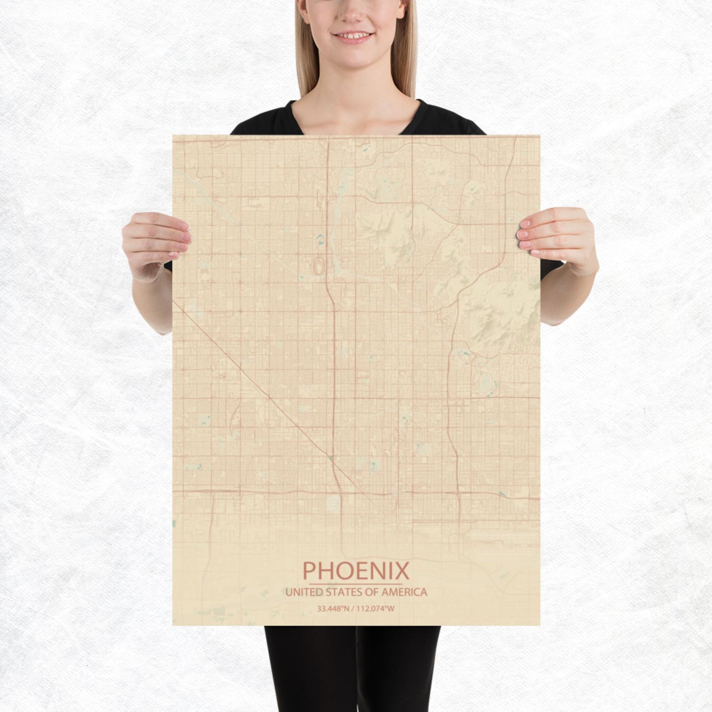 Phoenix Vintage Style Paper Map