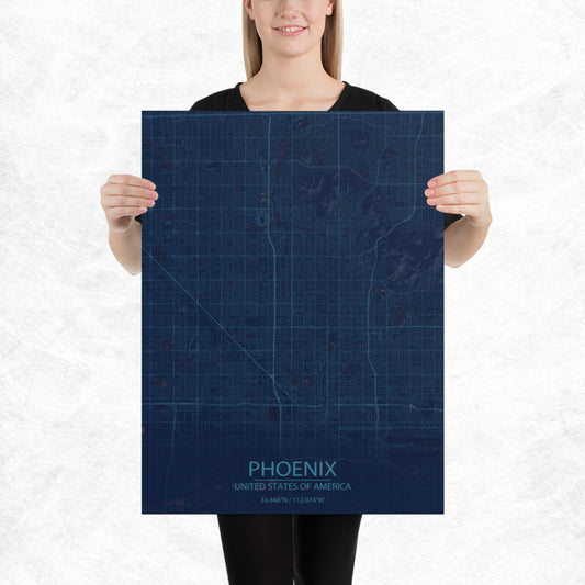 Phoenix Blue and Purple Paper Map