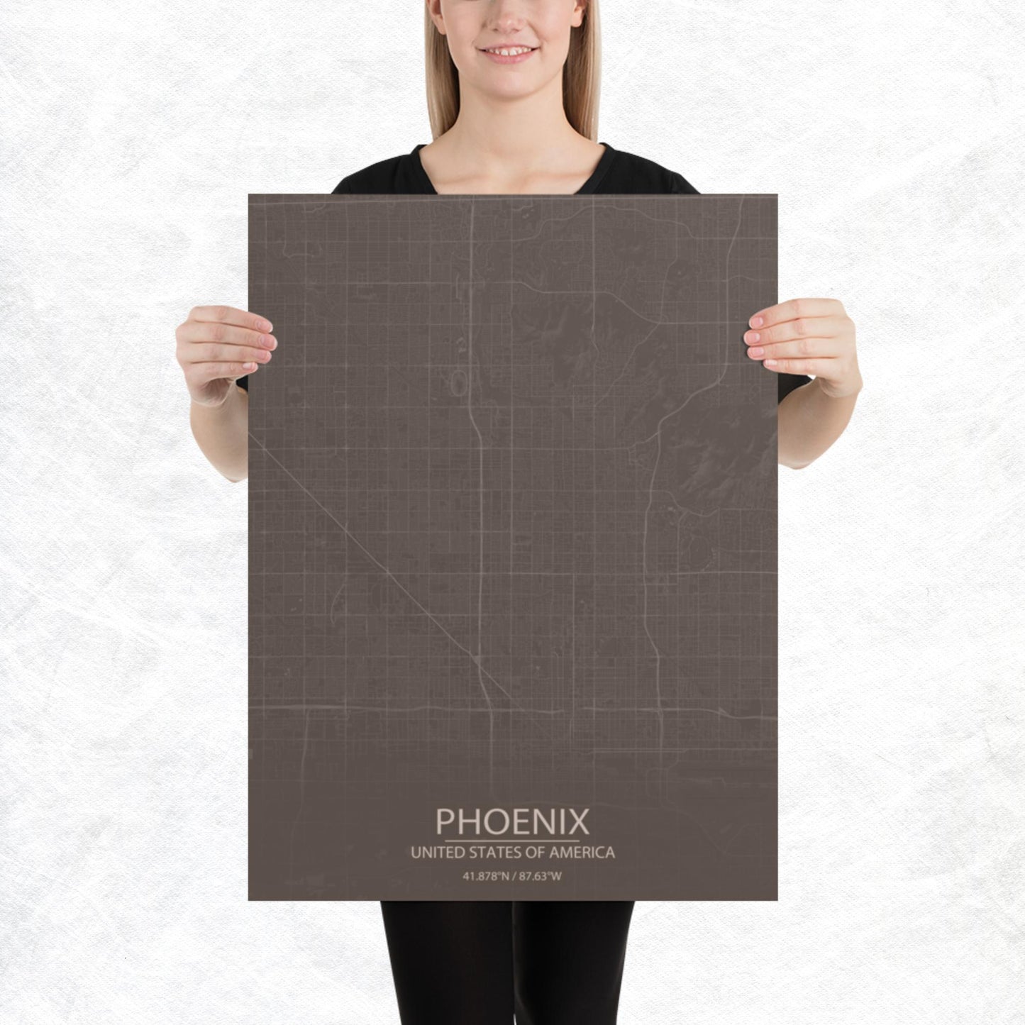 Phoenix Brown and Grey Paper Map