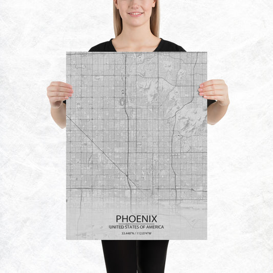 Phoenix Light Grey Paper Map