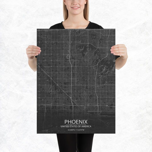 Phoenix Dark Grey Paper Map