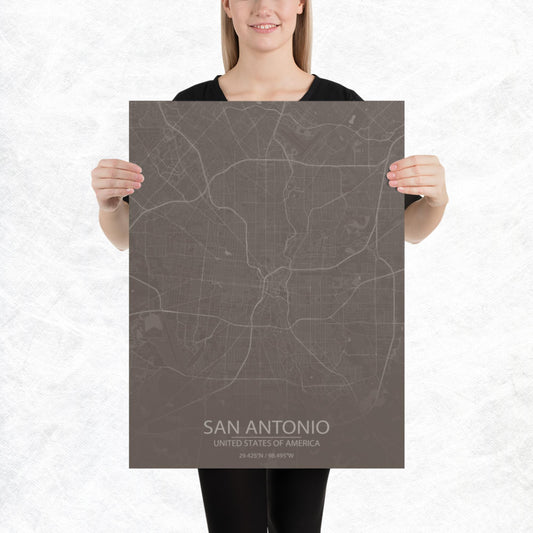 San Antonio Brown and Grey Paper Map