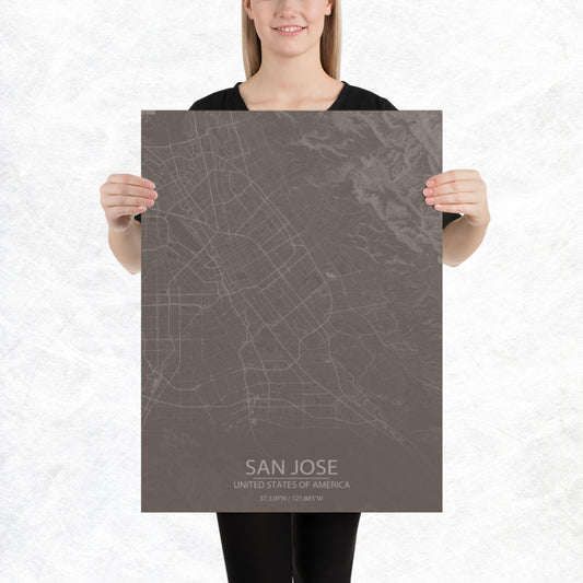 San Jose Brown and Grey Paper Map