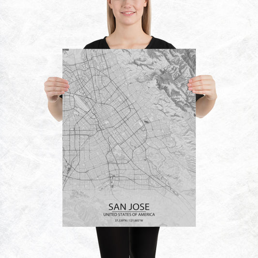 San Jose Light Grey Paper Map