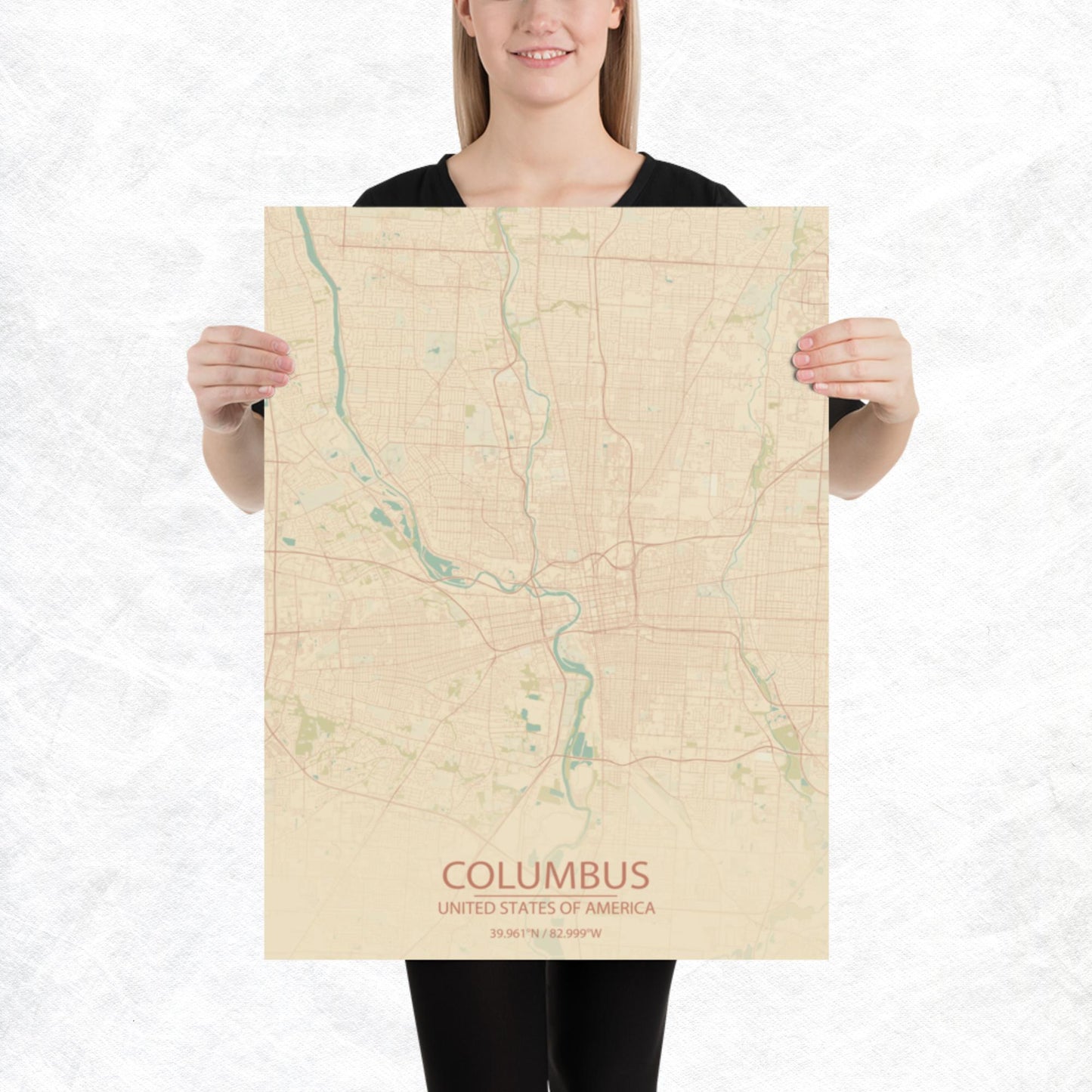 Columbus Vintage Style Paper Map