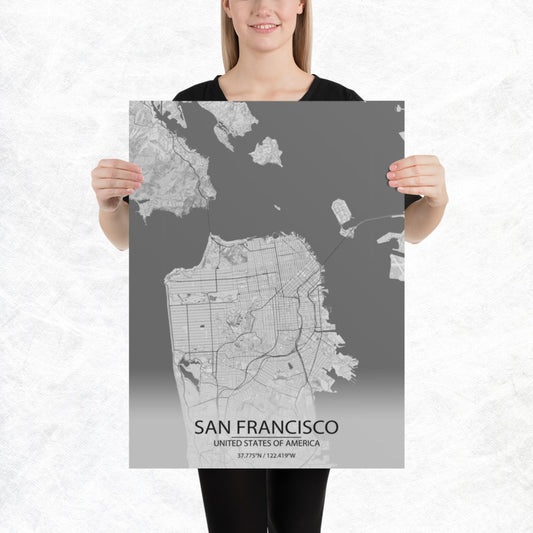 San Francisco Light Grey Paper Map