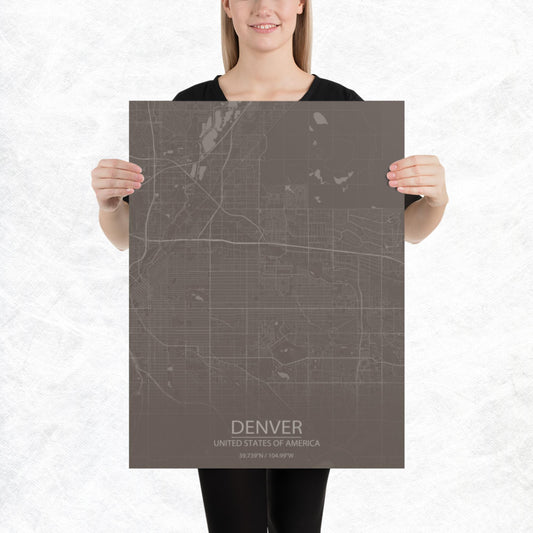 Denver Brown and Grey Paper Map