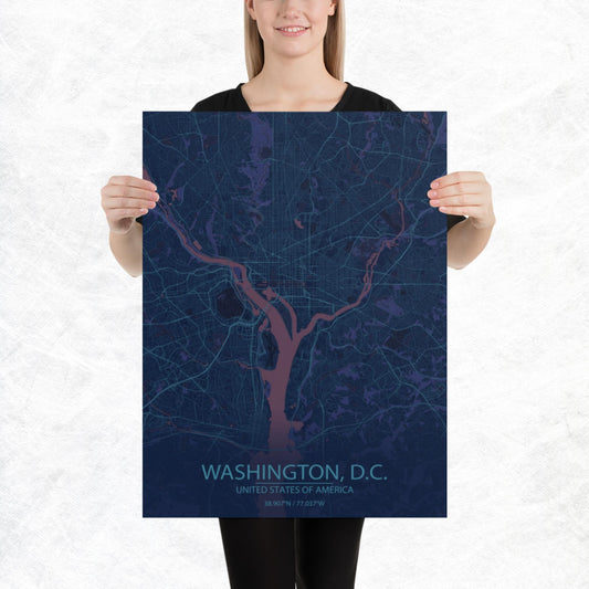 Washington, D.C. Blue and Purple Paper Map