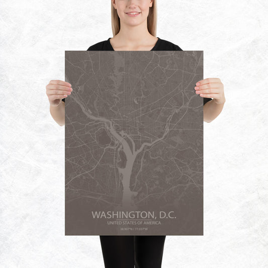 Washington, D.C. Brown and Grey Paper Map