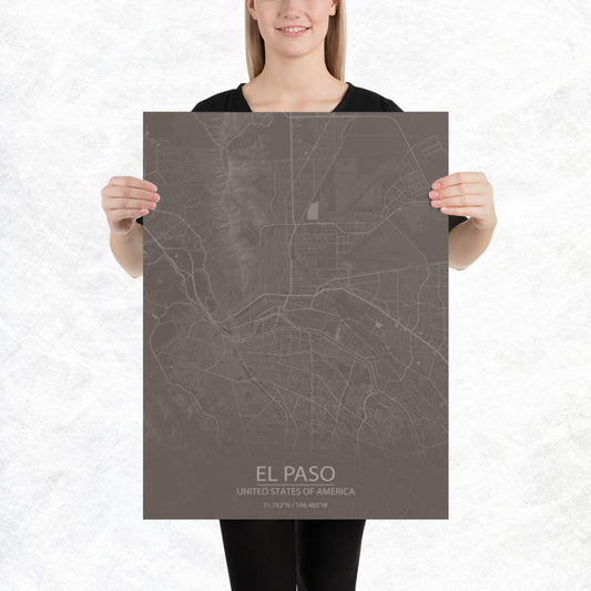 El Paso Brown and Grey Paper Map