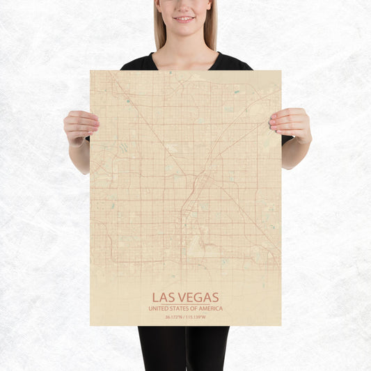 Las Vegas Vintage Style Paper Map