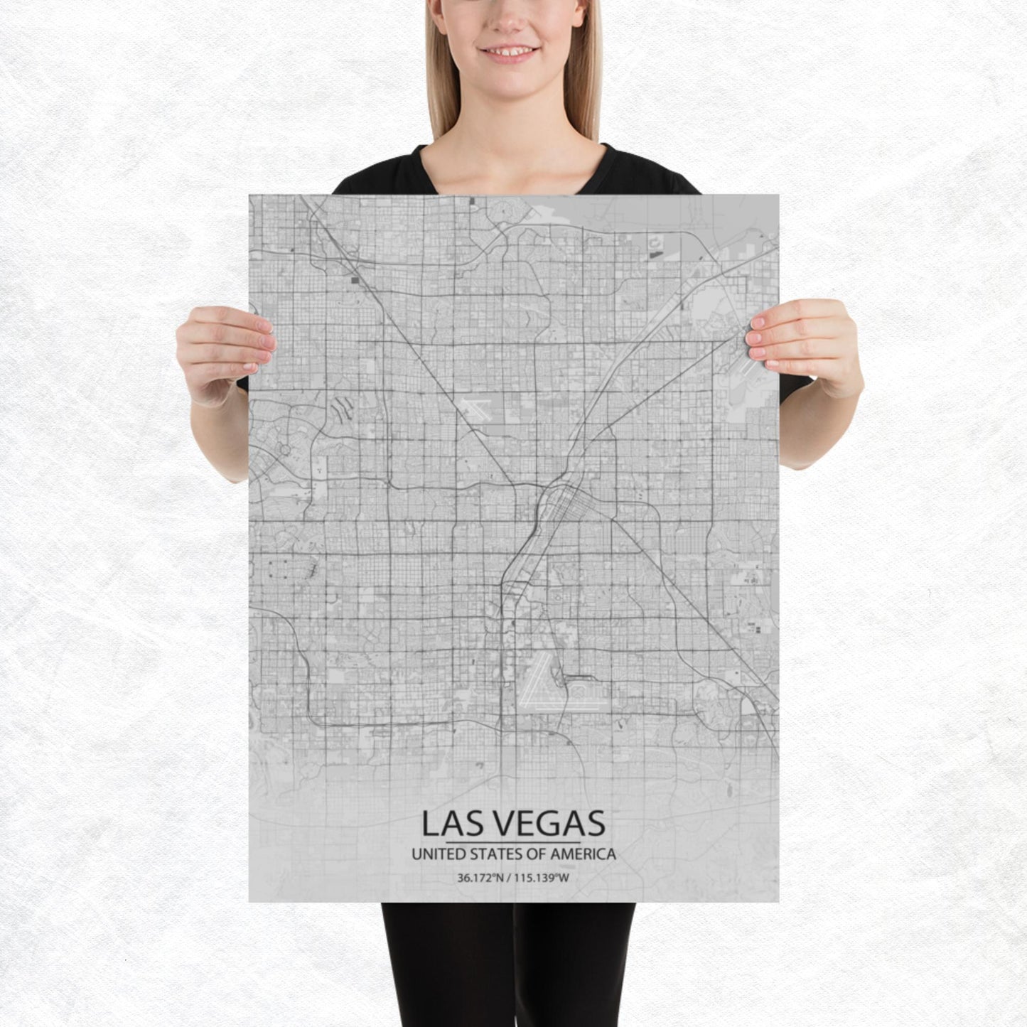 Las Vegas Light Grey Paper Map