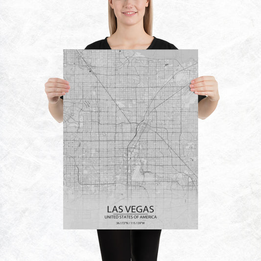 Las Vegas Light Grey Paper Map