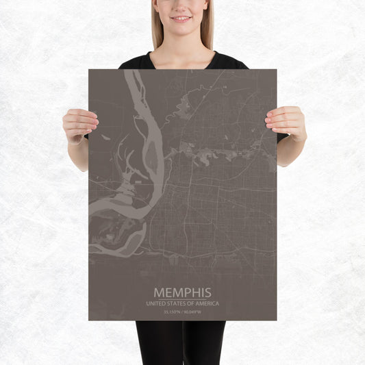 Memphis Brown and Grey Paper Map