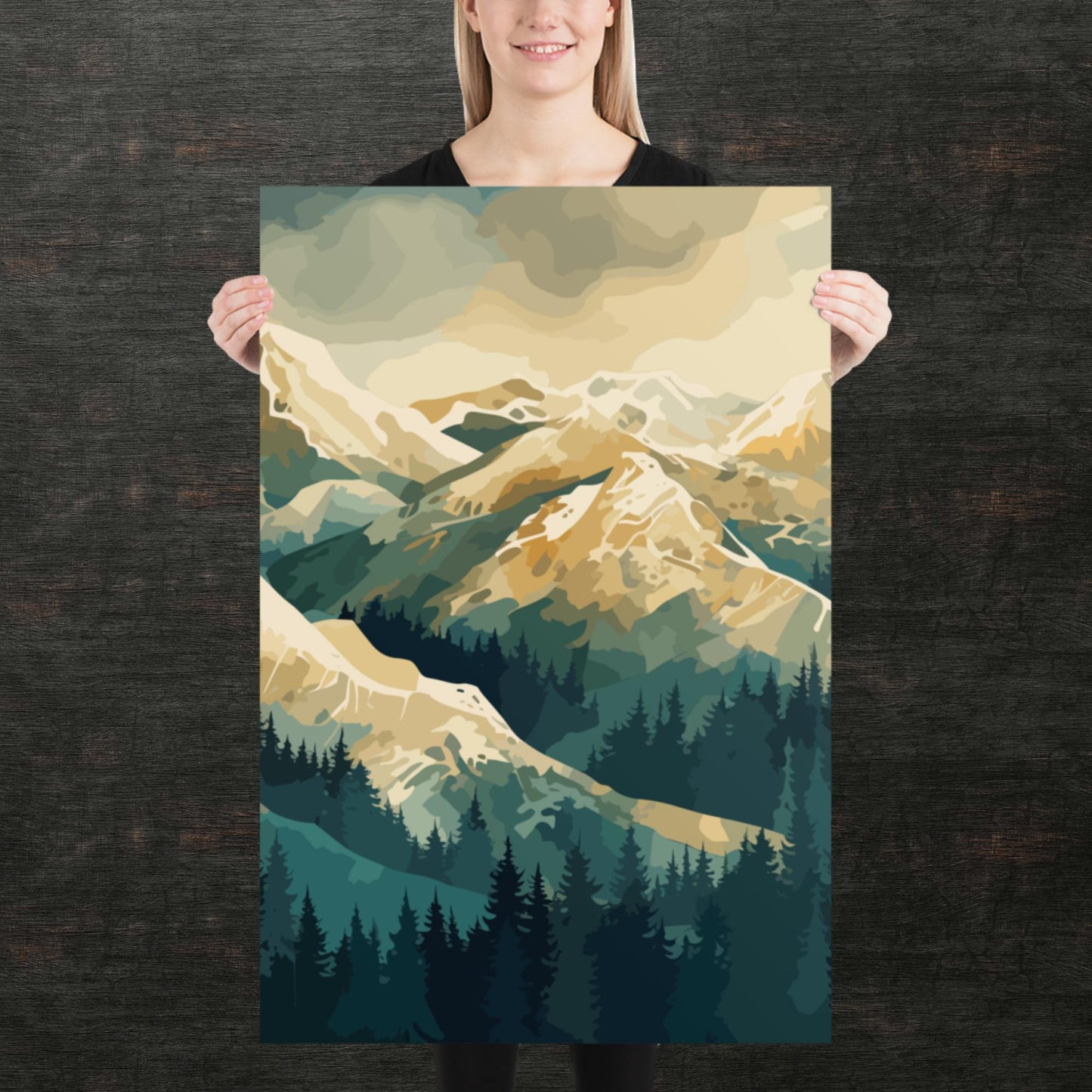 Winter Forest Mountains Paper Poster