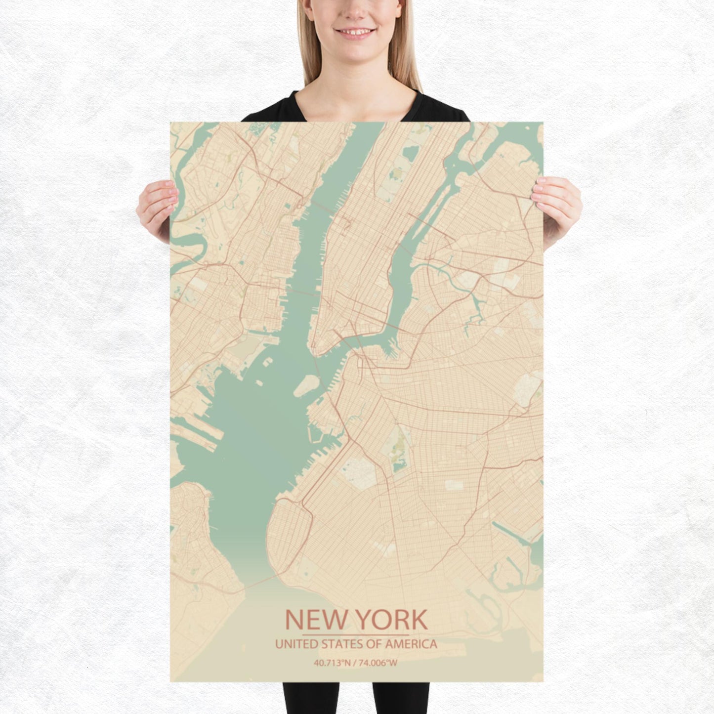 New York Vintage Style Paper Map