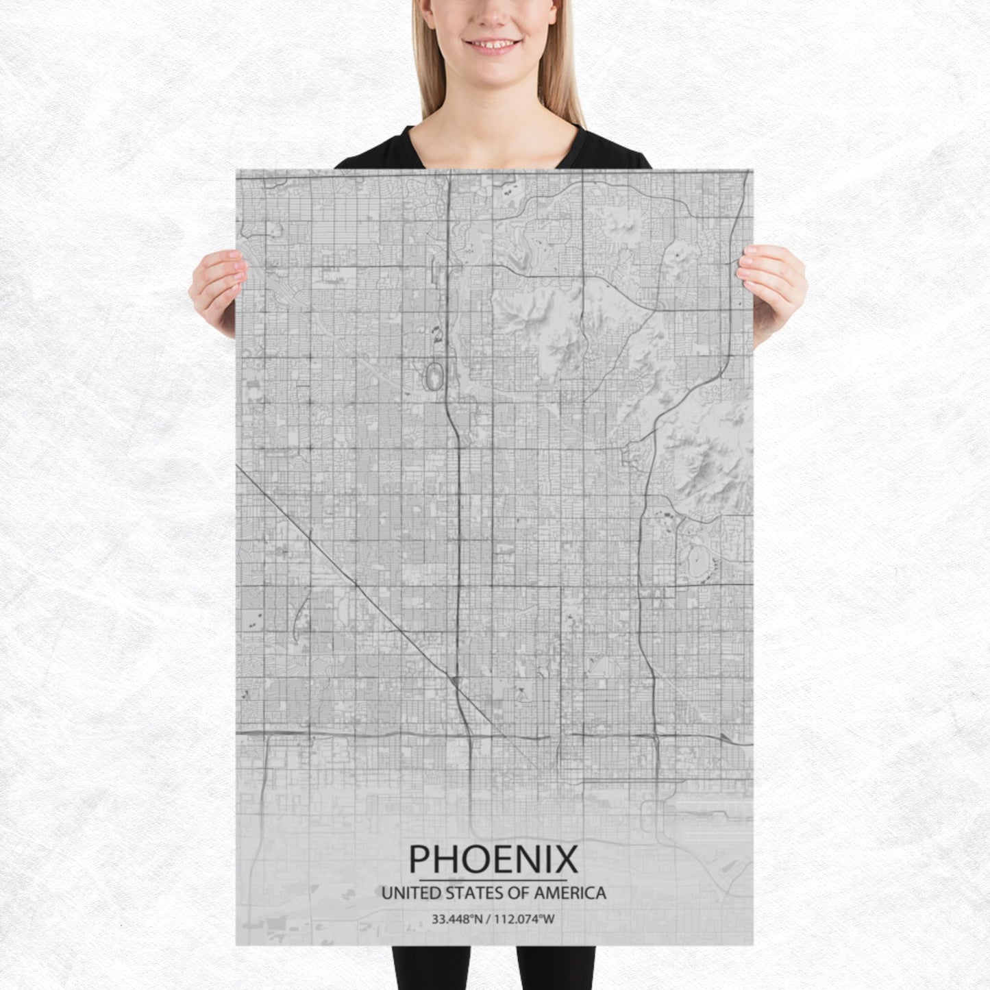 Phoenix Light Grey Paper Map