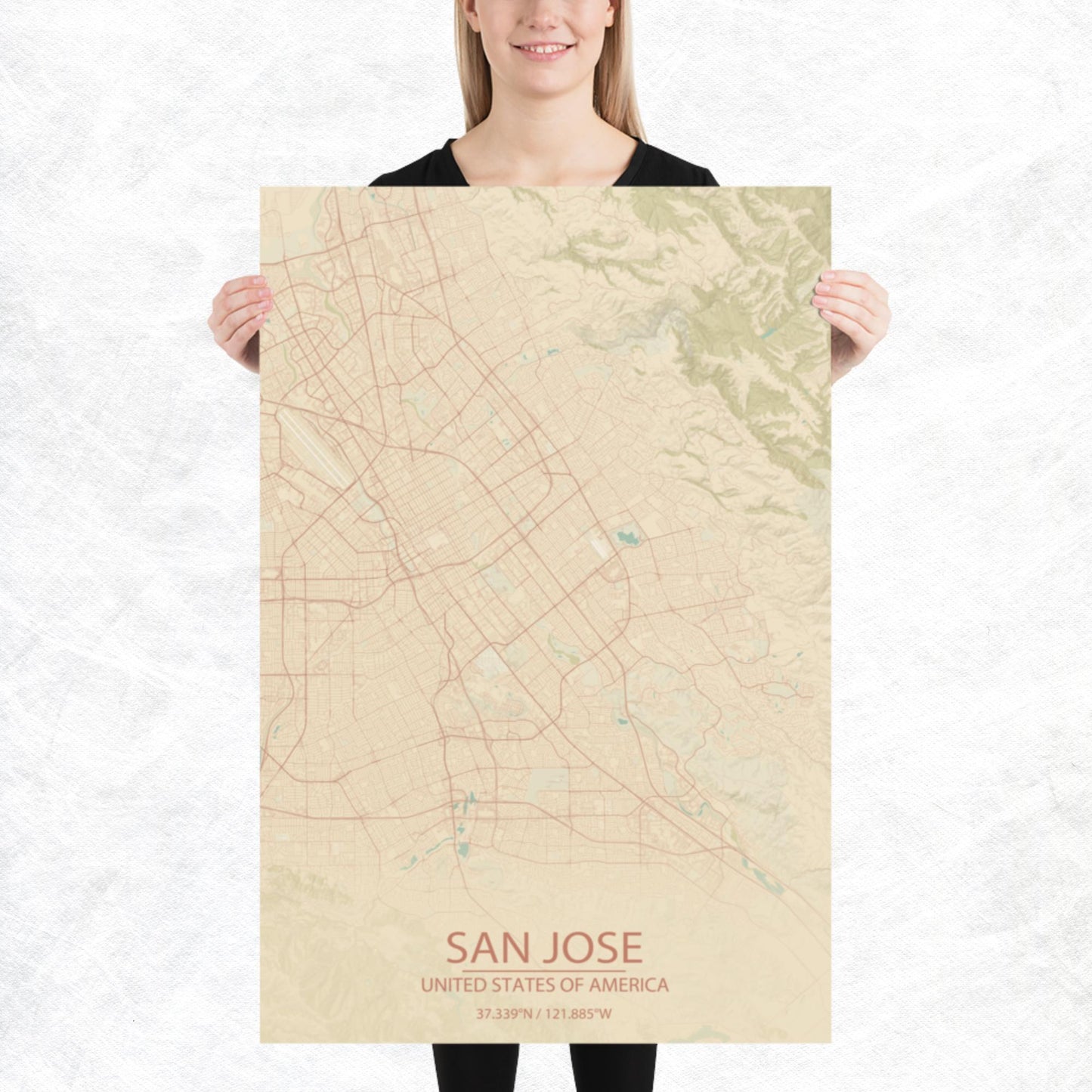 San Jose Vintage Style Paper Map