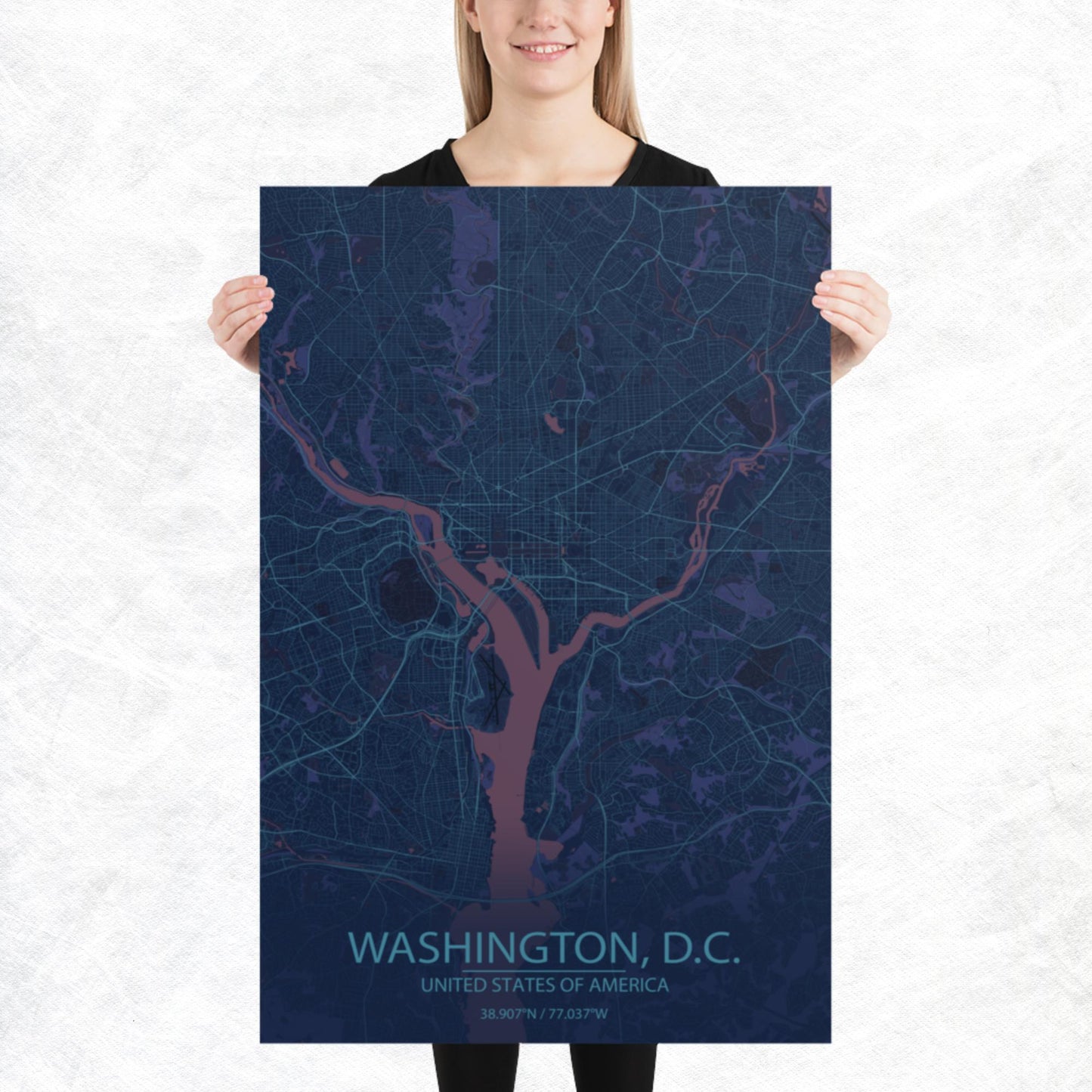 Washington, D.C. Blue and Purple Paper Map