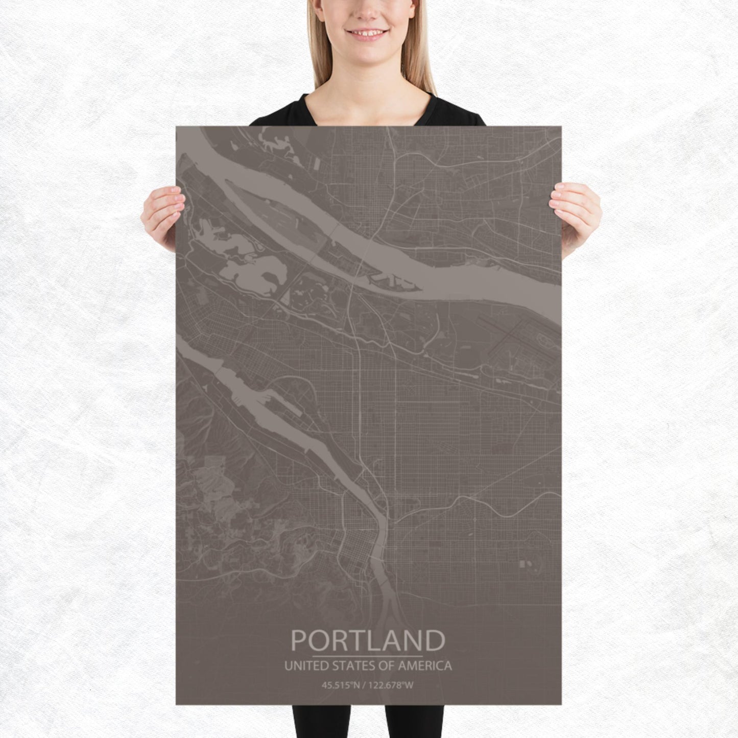 Portland Brown and Grey Paper Map