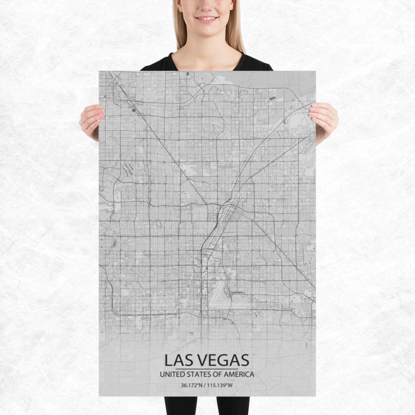 Las Vegas Light Grey Paper Map