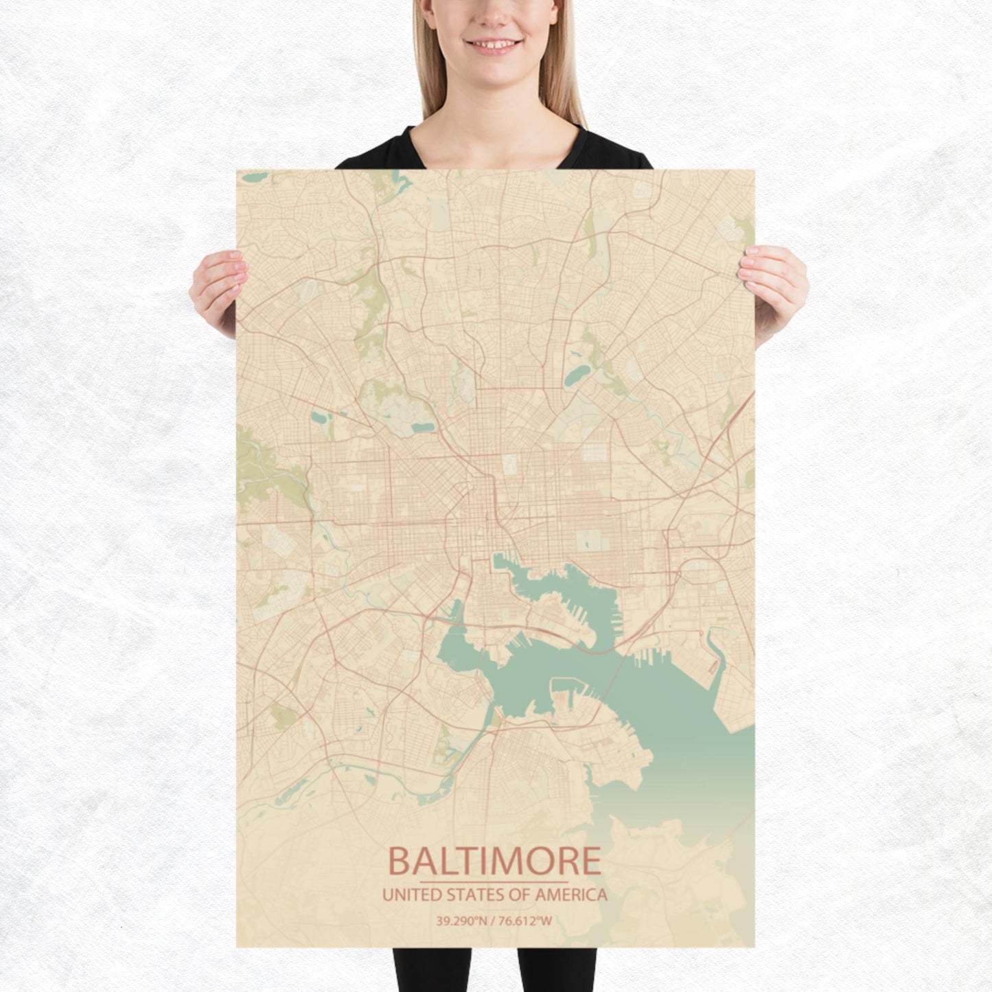 Baltimore Vintage Style Paper Map