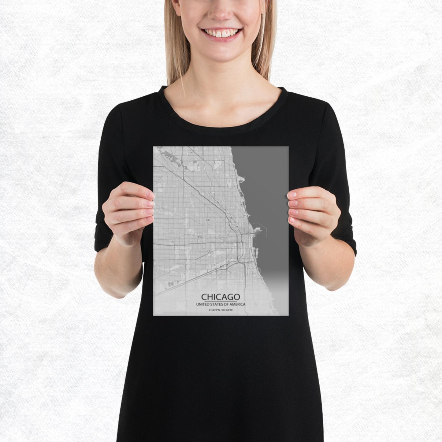 Chicago Light Grey Paper Map