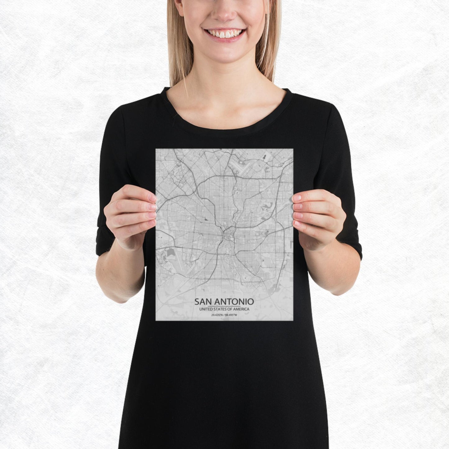 San Antonio Light Grey Paper Map