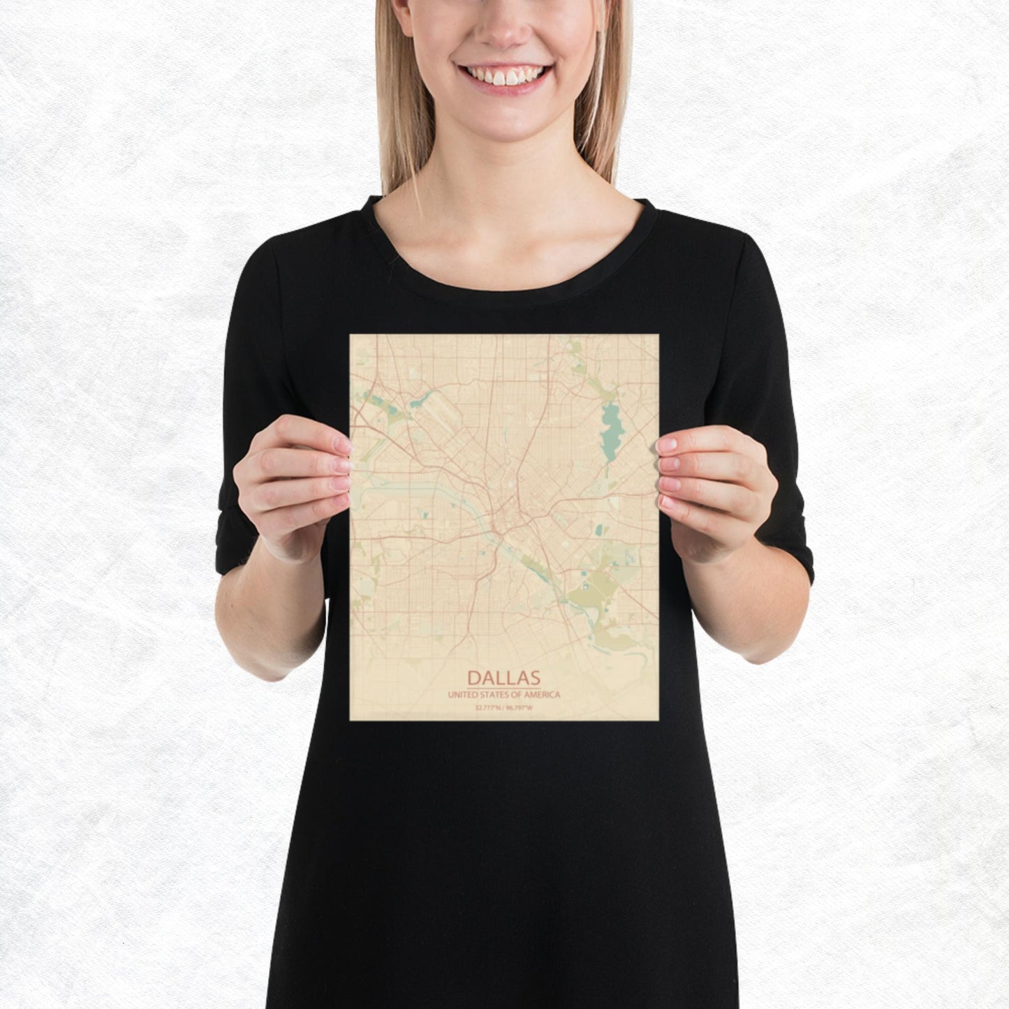 Dallas Vintage Style Paper Map