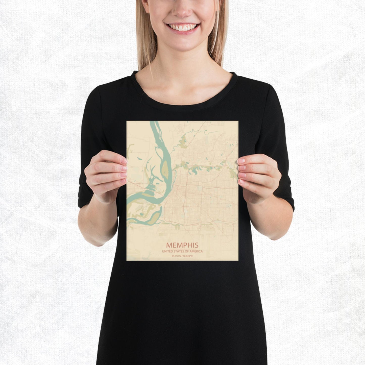 Memphis Vintage Style Paper Map