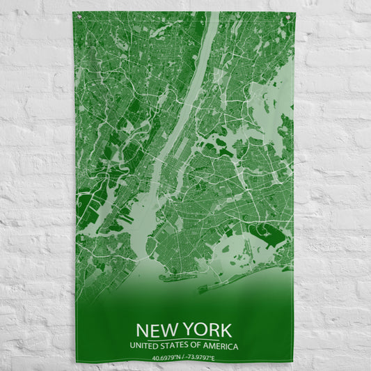 New York Green and White Flag Map