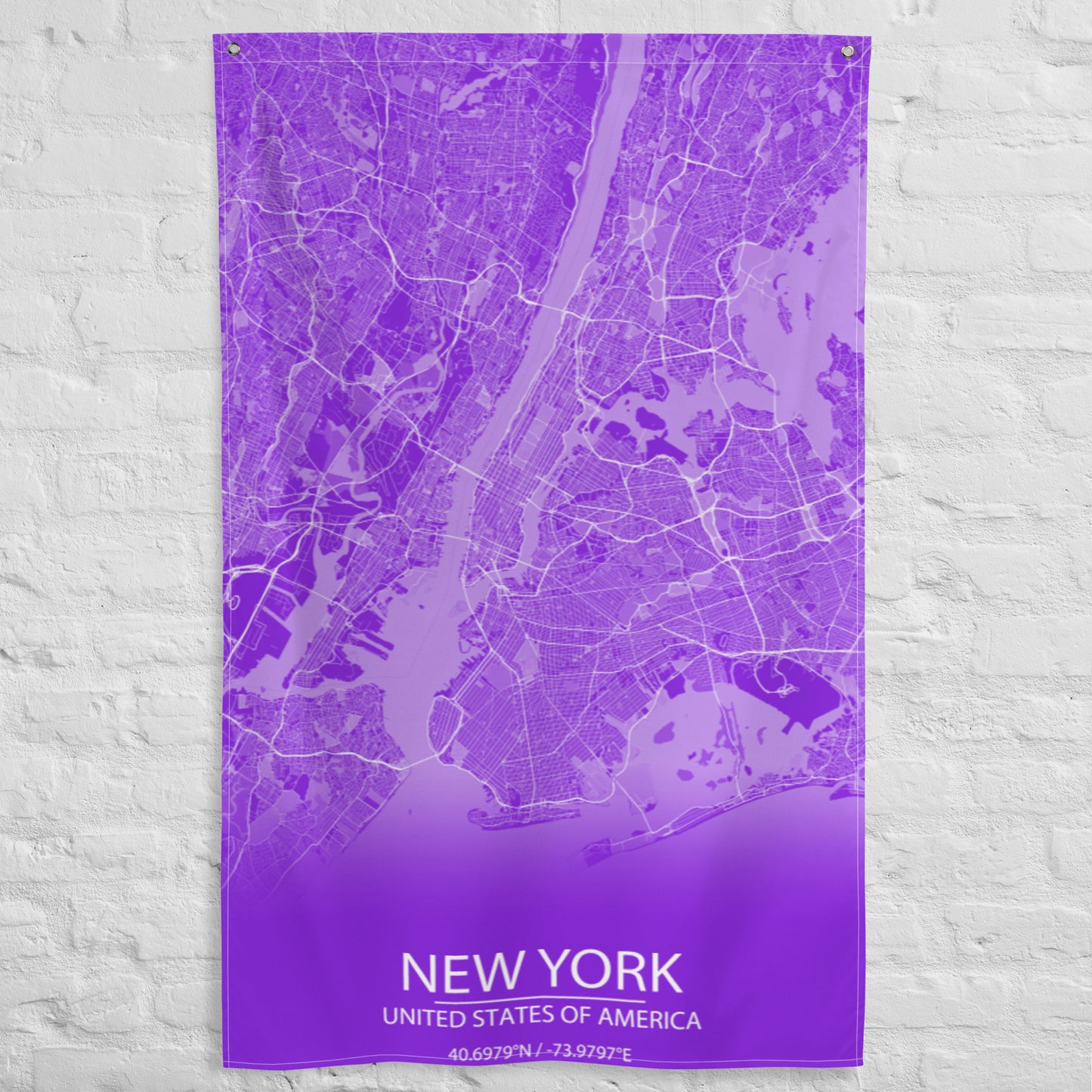 New York Purple and White Flag Map