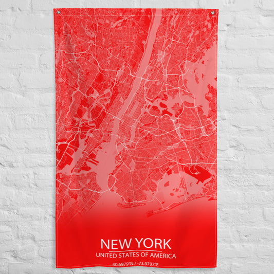 New York Red and White Flag Map