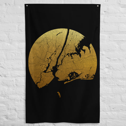 New York Gold on Black Flag Map