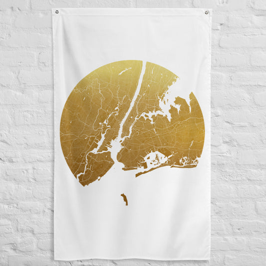 New York Gold on White Flag Map