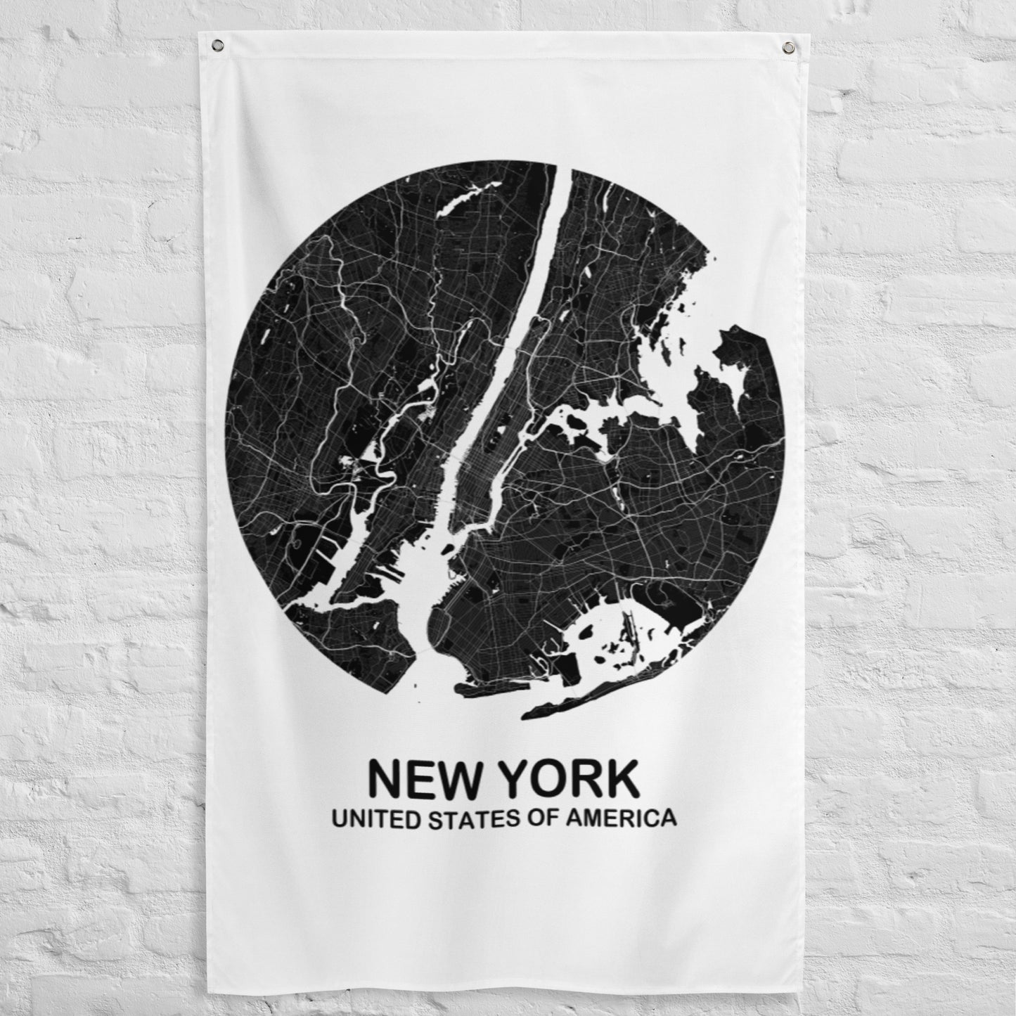 New York Circular Black Flag Map