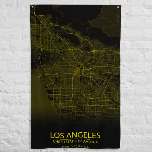 Los Angeles Black and Yellow Flag Map