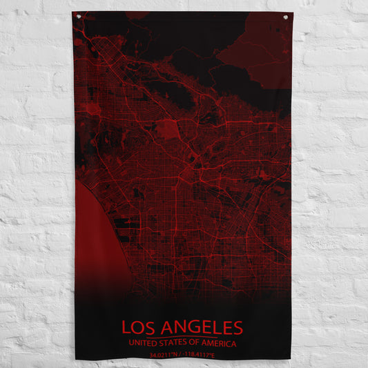 Los Angeles Black and Red Flag Map