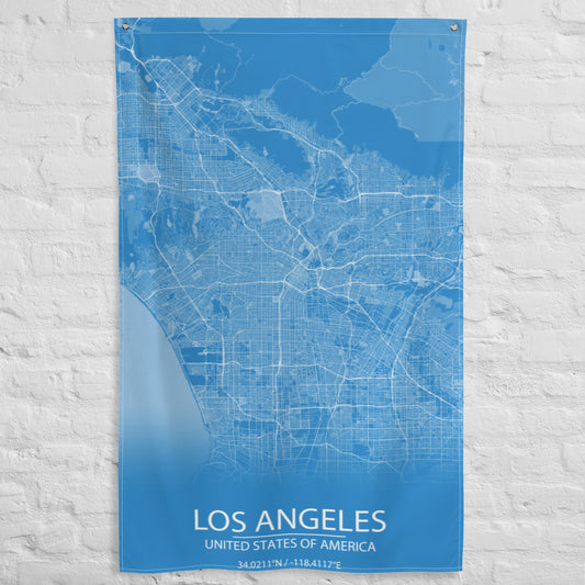 Los Angeles Blue and White Flag Map