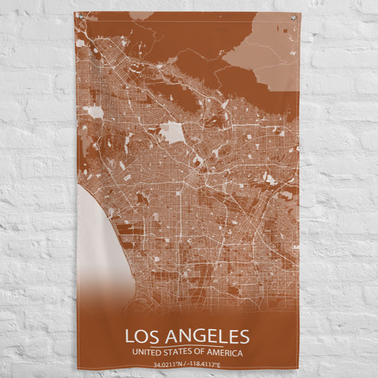 Los Angeles Brown and White Flag Map