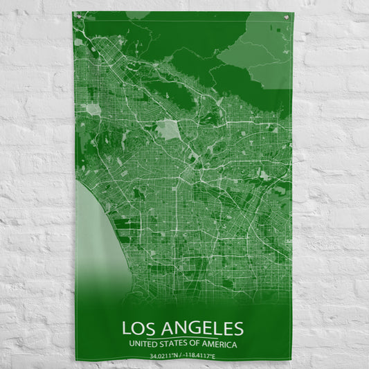 Los Angeles Green and White Flag Map