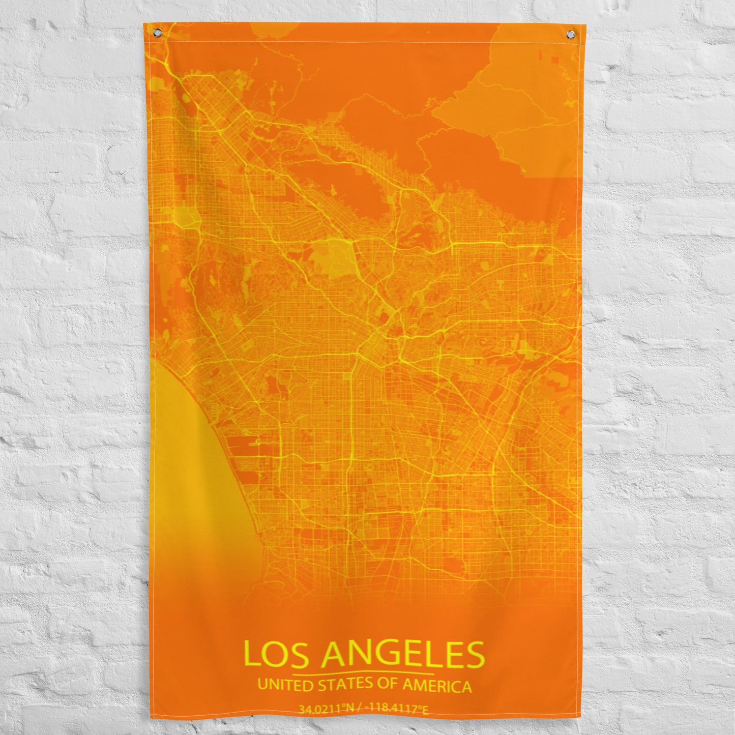 Los Angeles Orange and Yellow Flag Map