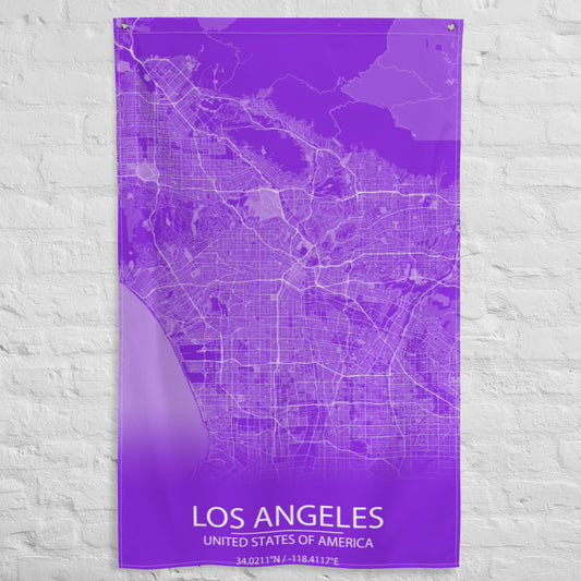 Los Angeles Purple and White Flag Map