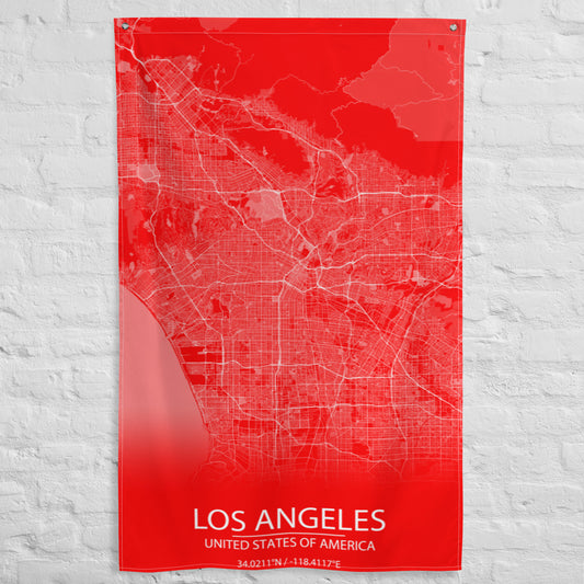 Los Angeles Red and White Flag Map