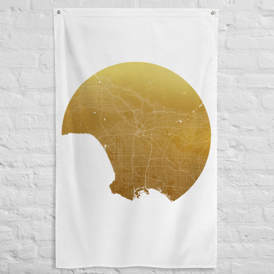 Los Angeles Gold on White Flag Map