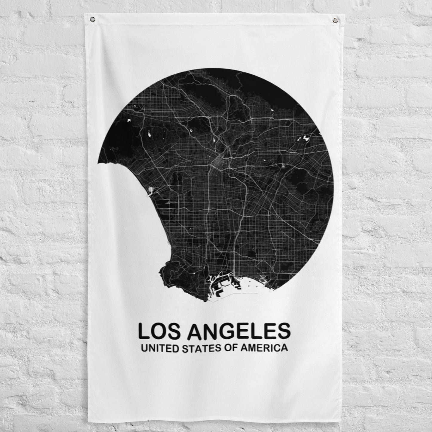 Los Angeles Circular Black Flag Map