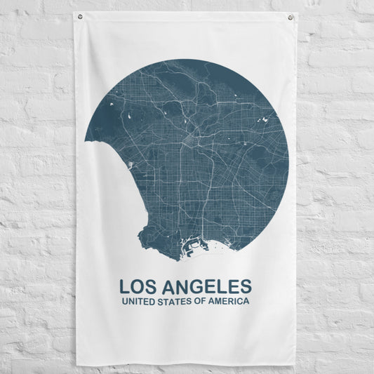 Los Angeles Circular Blue Flag Map