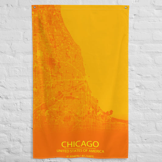 Chicago Orange and Yellow Flag Map