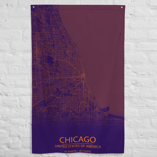 Chicago Purple and Orange Flag Map